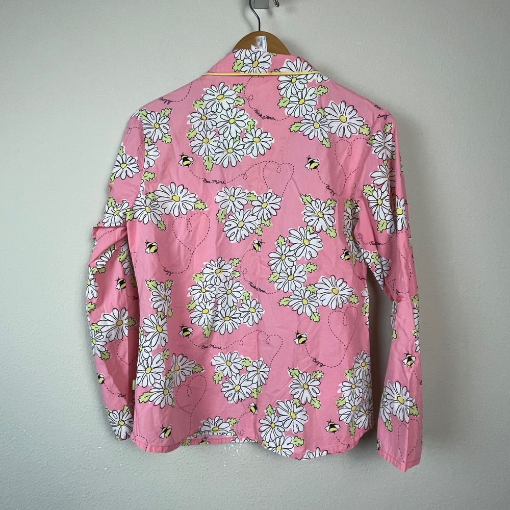 Nick and Nora Bee Mine Pajama Set Women's Size S Pink Daisy Cotton Whimsical - Picture 14 of 16